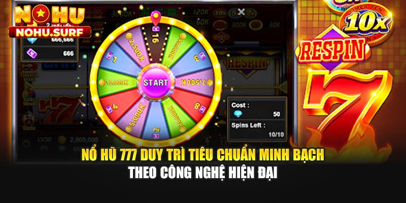 Nổ hũ 777 duy trì tiêu chuẩn minh bạch theo công nghệ hiện đại